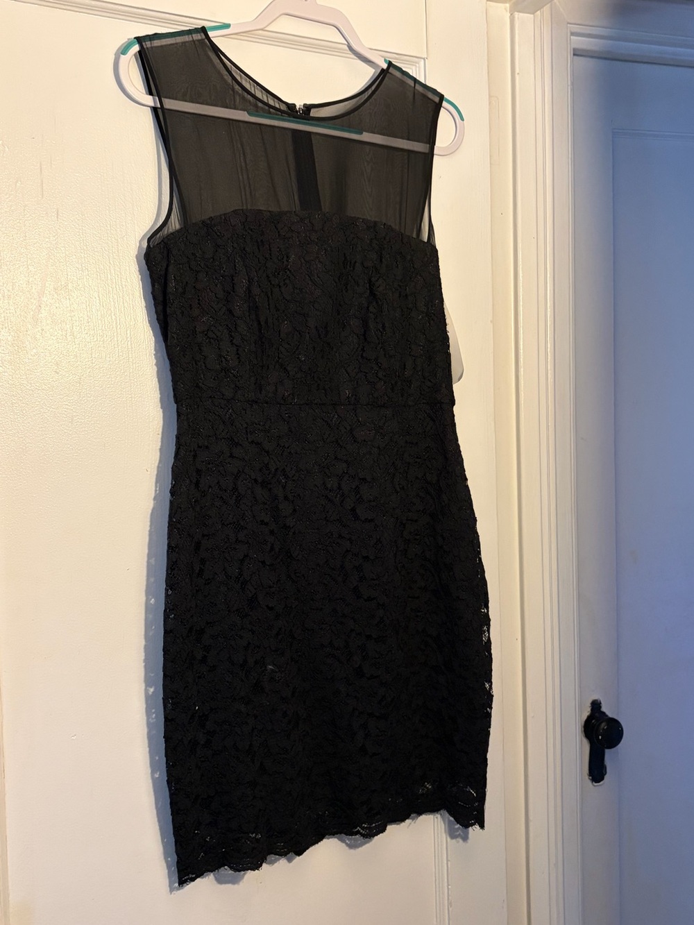 Diane Von Furstenberg Black Lace Mini Dress with Sheer Yoke